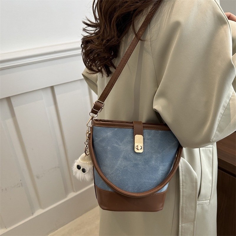 Contrast-Trim Mini Bucket Crossbody Bag - Image 3