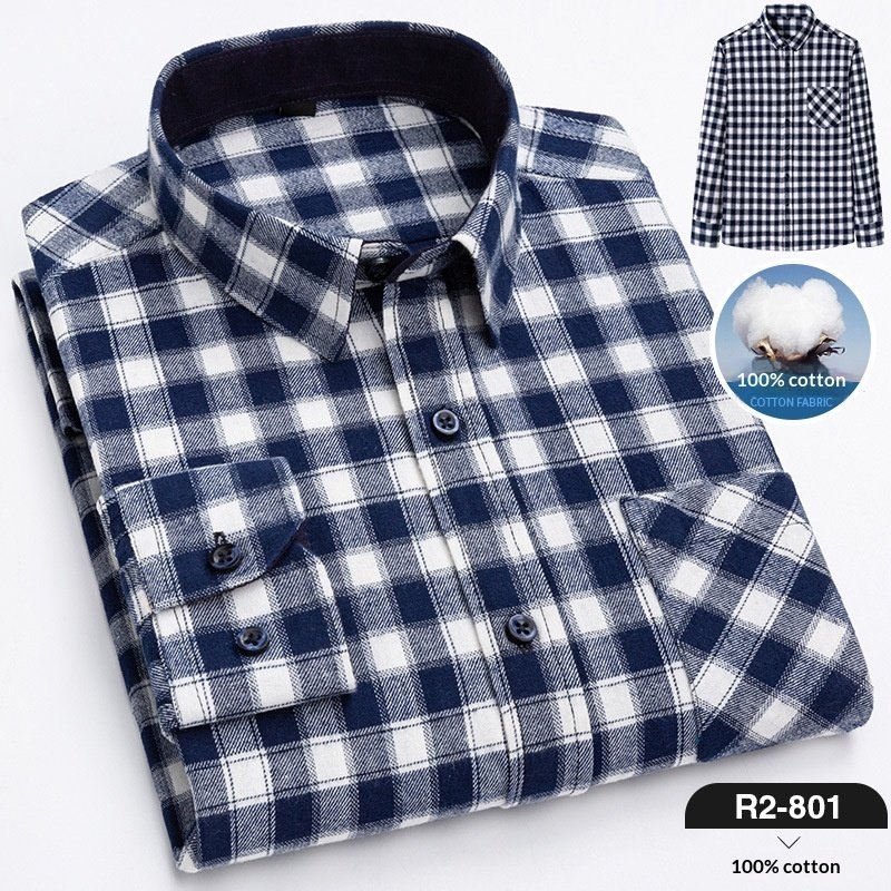 Men’s Brushed Cotton Plaid Shirt - Image 3
