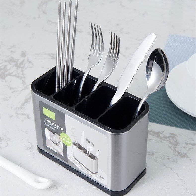 Four-Compartment Stainless Steel Utensil Holder - Image 10
