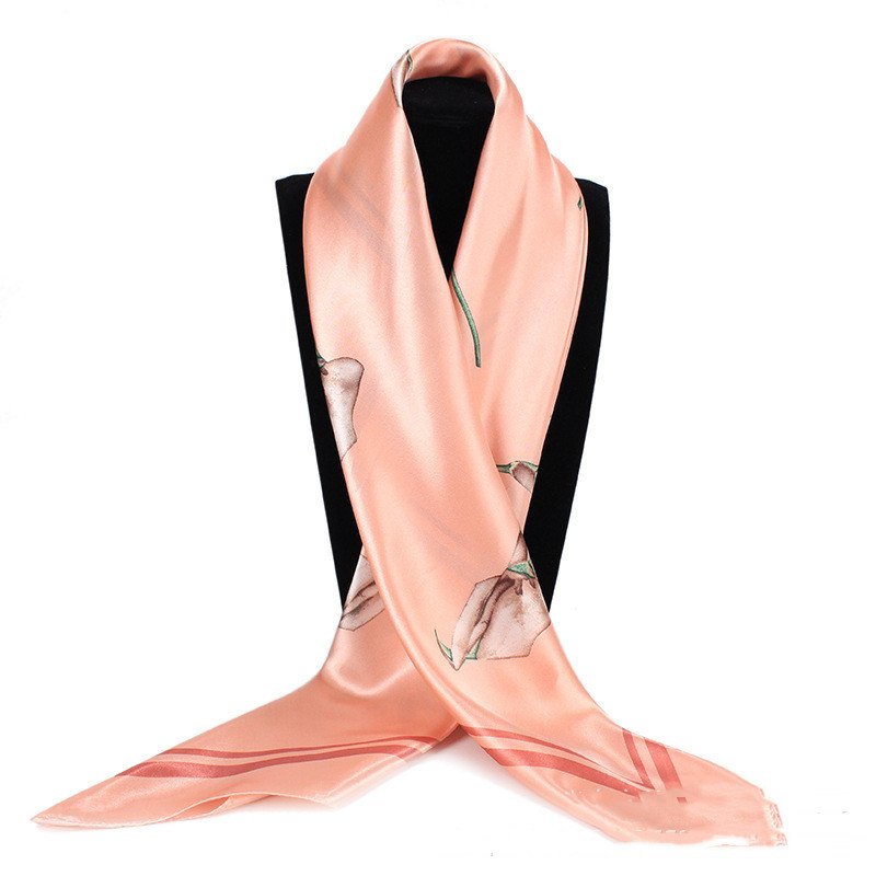 Floral Satin-Look Square Scarf - Image 3
