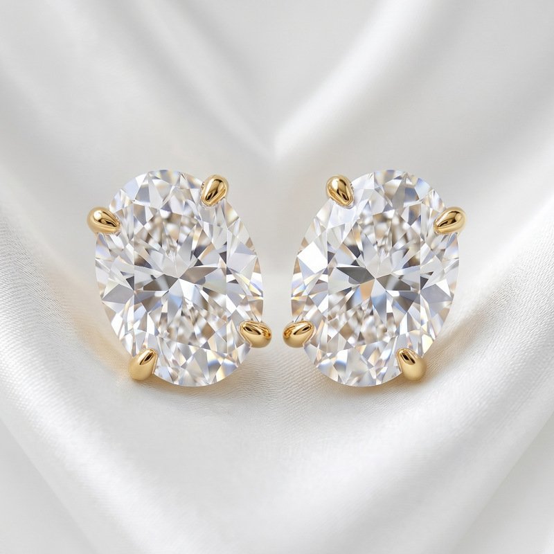 Oval Sparkle Stud Earrings - Image 5
