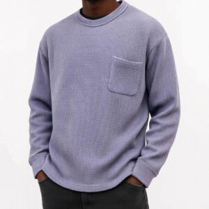Men’s Waffle-Texture Crewneck Sweatshirt