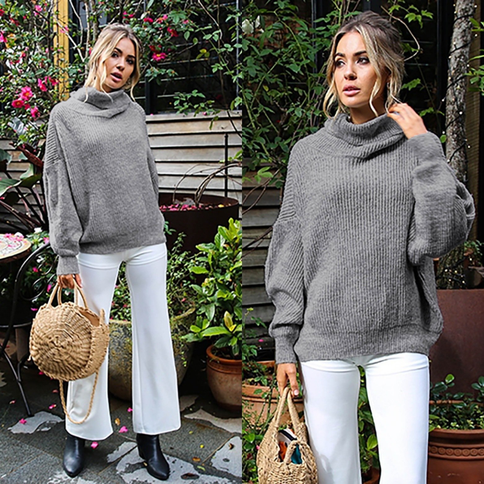 Women’s Relaxed Batwing Knit Sweater - Image 3