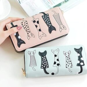 Cat-Print Zip-Around Wallet