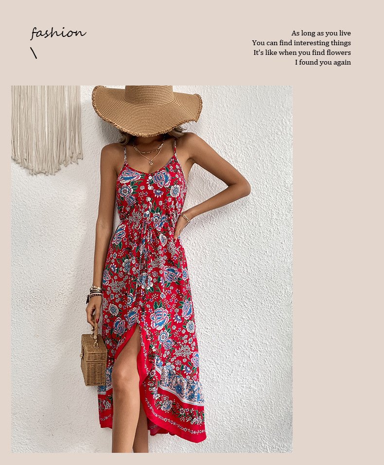 Women’s Wine Floral Strap Dress - Image 4