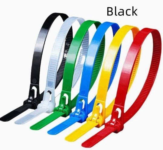 Black nylon cable tie option; supplier image also illustrates other colors