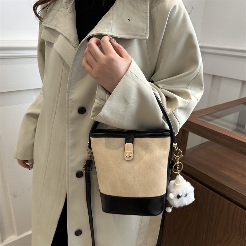 Contrast-Trim Mini Bucket Crossbody Bag - Image 4