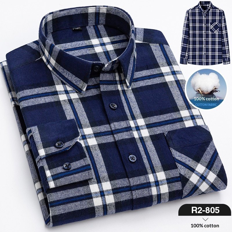 Men’s Brushed Cotton Plaid Shirt - Image 2