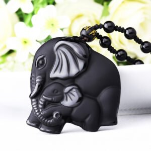 Elephant Stone Pendant Cord Necklace