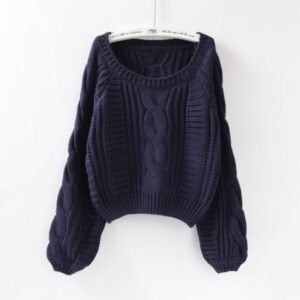 Women’s Puff-Sleeve Cropped Knit Sweater