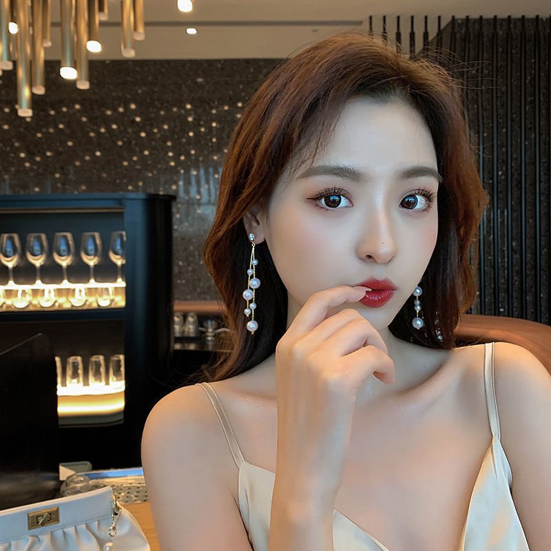 Pearl-Look Long Chain Drop Earrings - Image 6