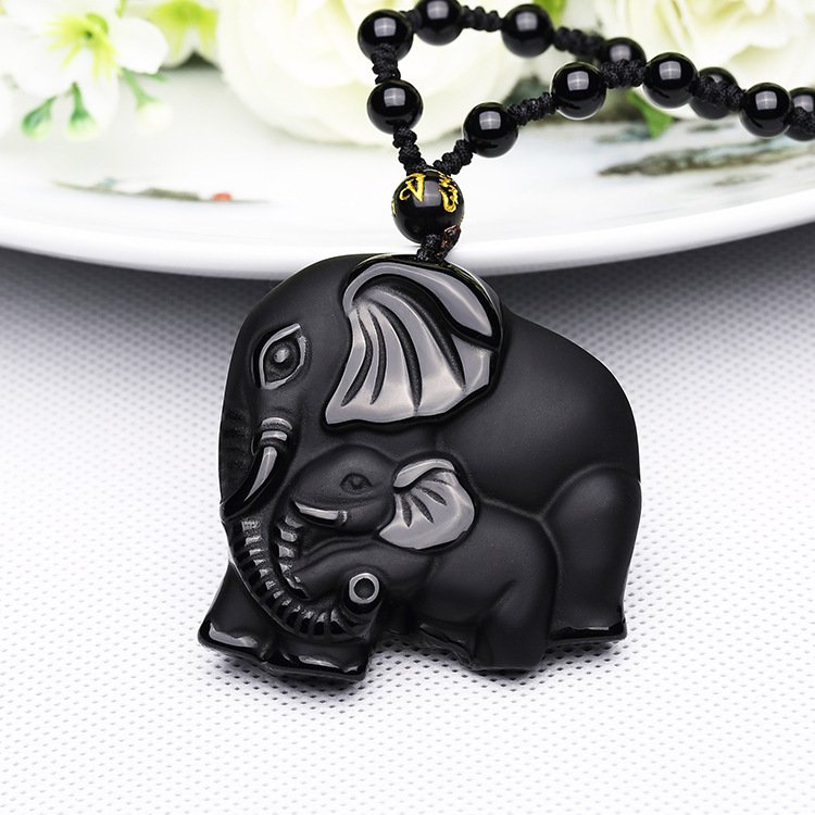 Elephant Stone Pendant Cord Necklace - Image 3