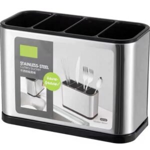 Four-Compartment Stainless Steel Utensil Holder