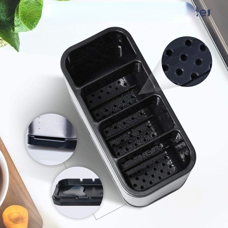 Four-Compartment Stainless Steel Utensil Holder - Image 2