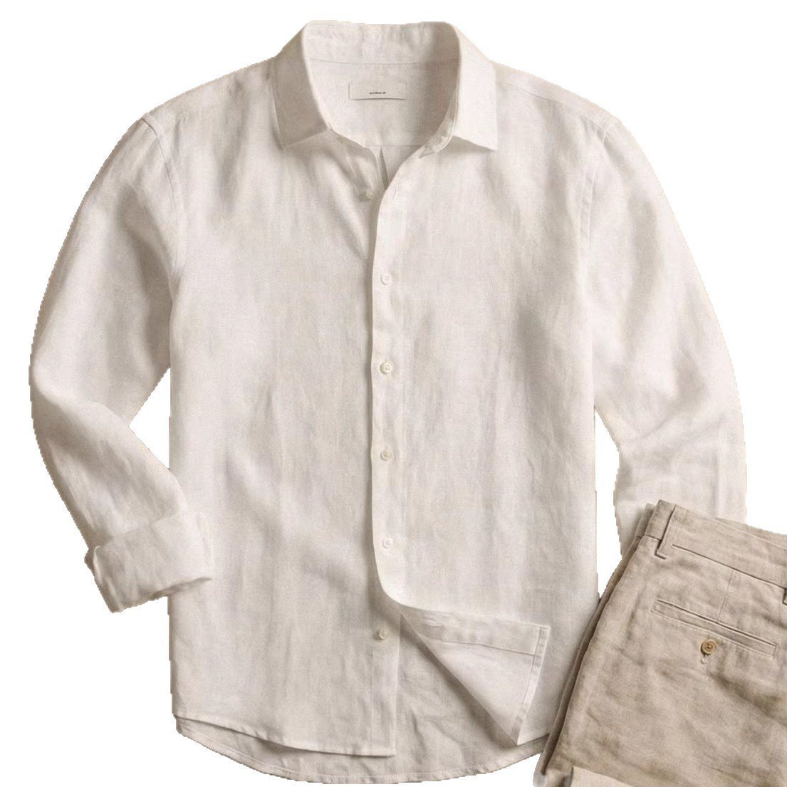 Men’s Relaxed Long-Sleeve Linen Shirt - Image 3