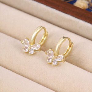 Gold-Tone Sparkle Butterfly Earrings