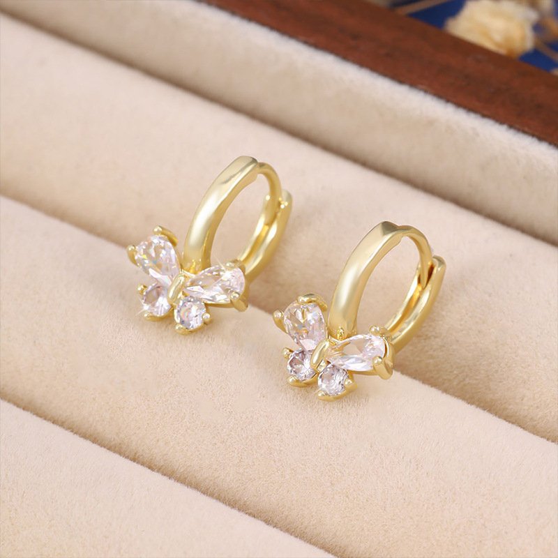 Gold-Tone Sparkle Butterfly Earrings