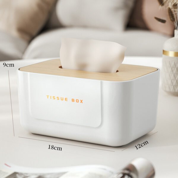 Rectangular Tissue Box with Bamboo-Style Lid