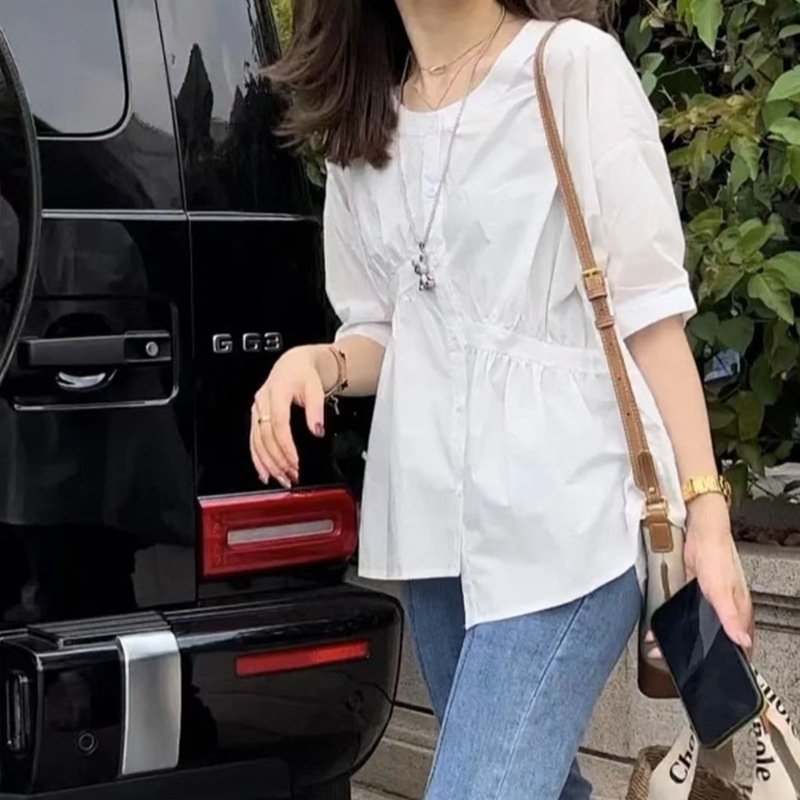 Women’s Asymmetric Gathered Blouse - Image 5