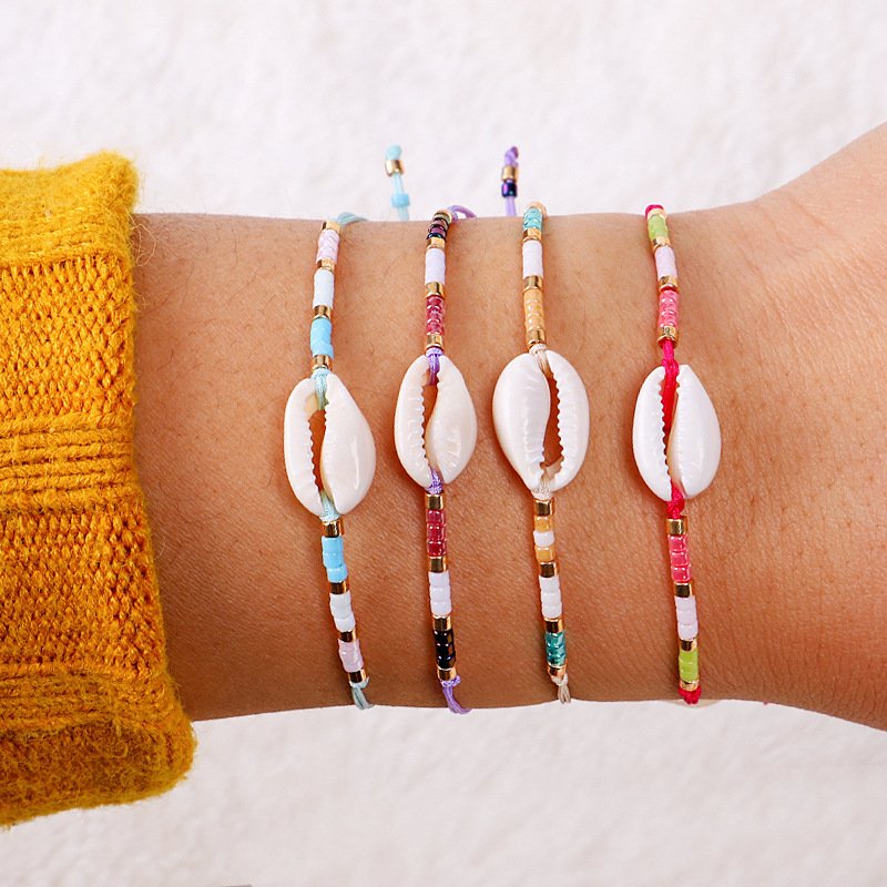 Shell and Seed Bead Cord Bracelet