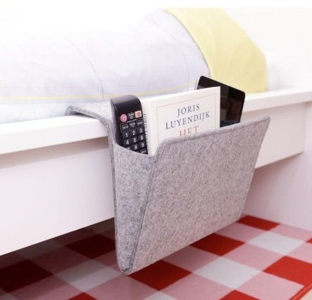 Gray Felt Bedside Storage Pocket - Image 2