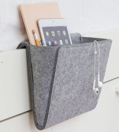 Gray Felt Bedside Storage Pocket - Image 4