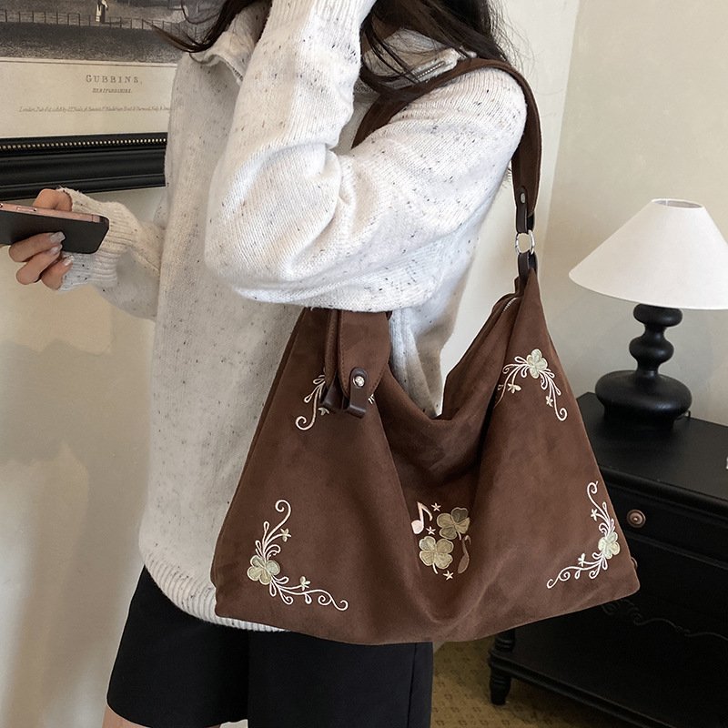 Floral Embroidered Shoulder Tote - Image 9