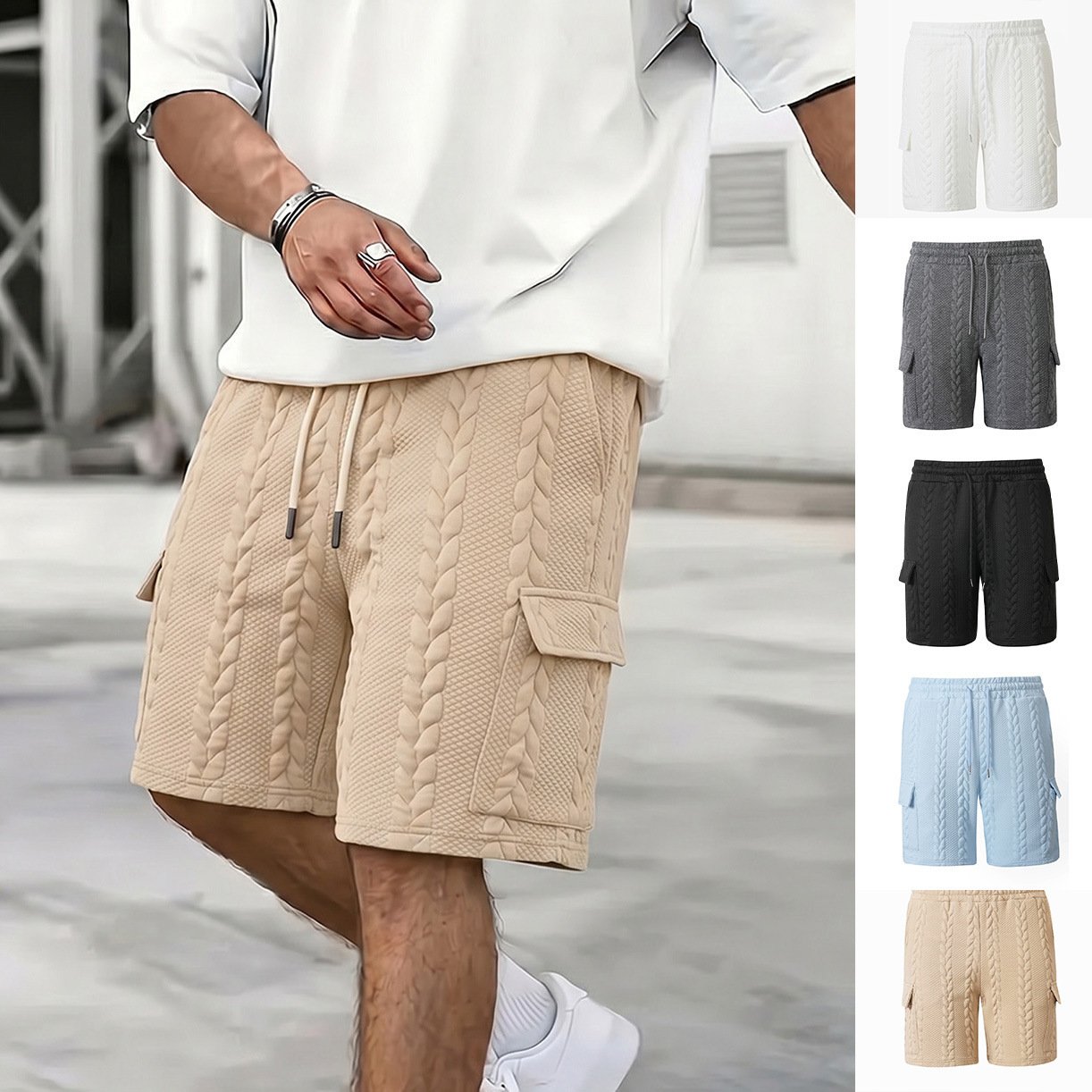 Men’s Textured Drawstring Shorts - Image 3