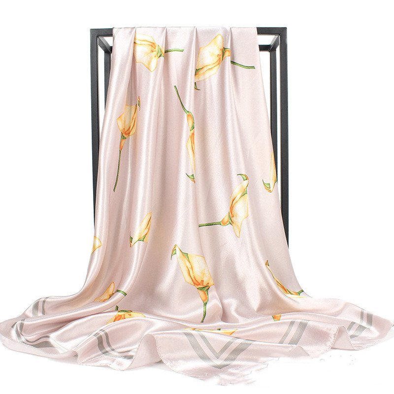 Floral Satin-Look Square Scarf - Image 5