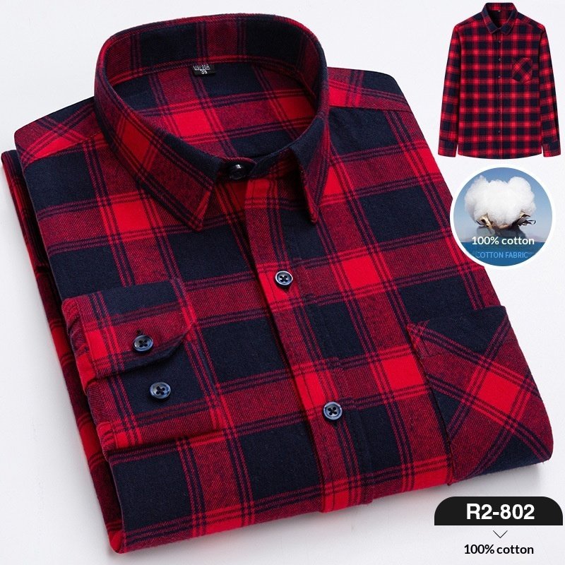 Men’s Brushed Cotton Plaid Shirt - Image 4