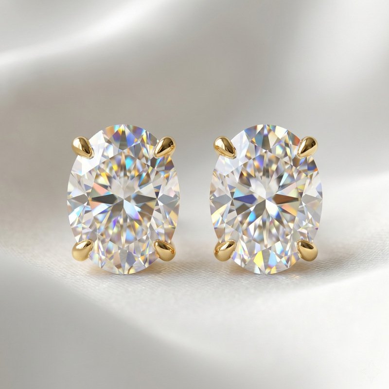 Oval Sparkle Stud Earrings - Image 2