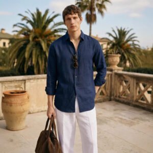 Men’s Relaxed Long-Sleeve Linen Shirt