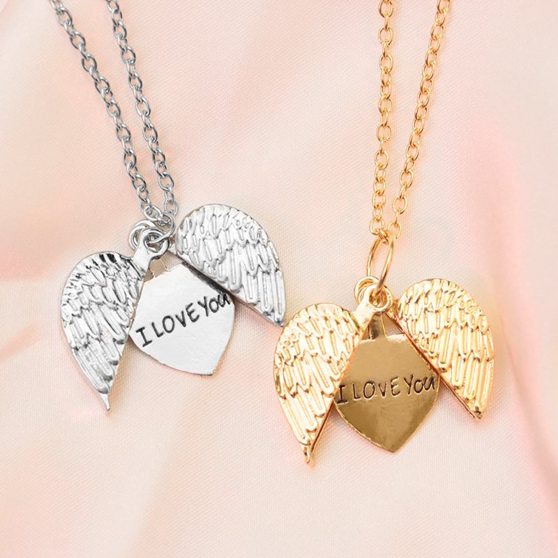 Winged Heart Message Pendant Necklace
