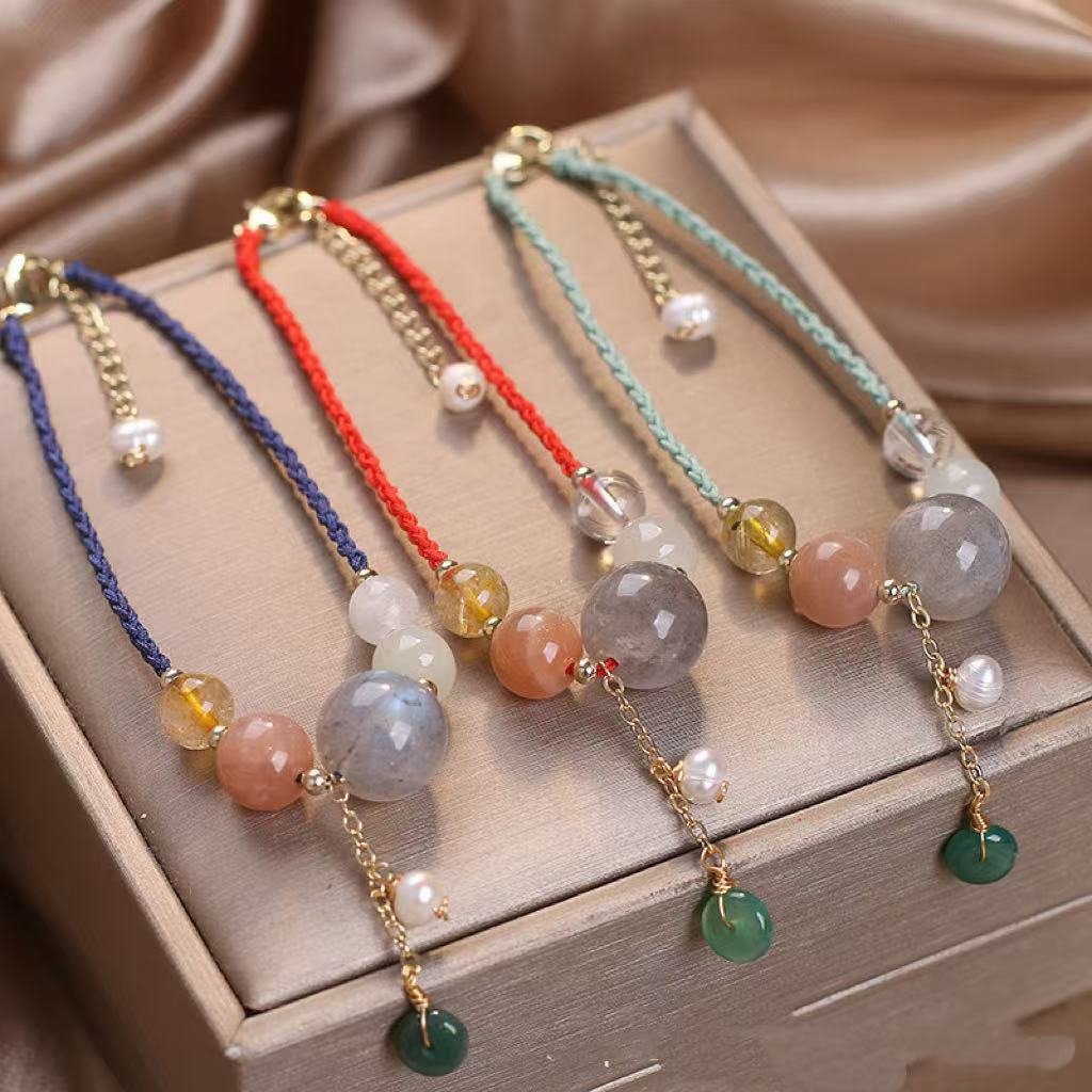 Woven Cord Circle Charm Bracelet
