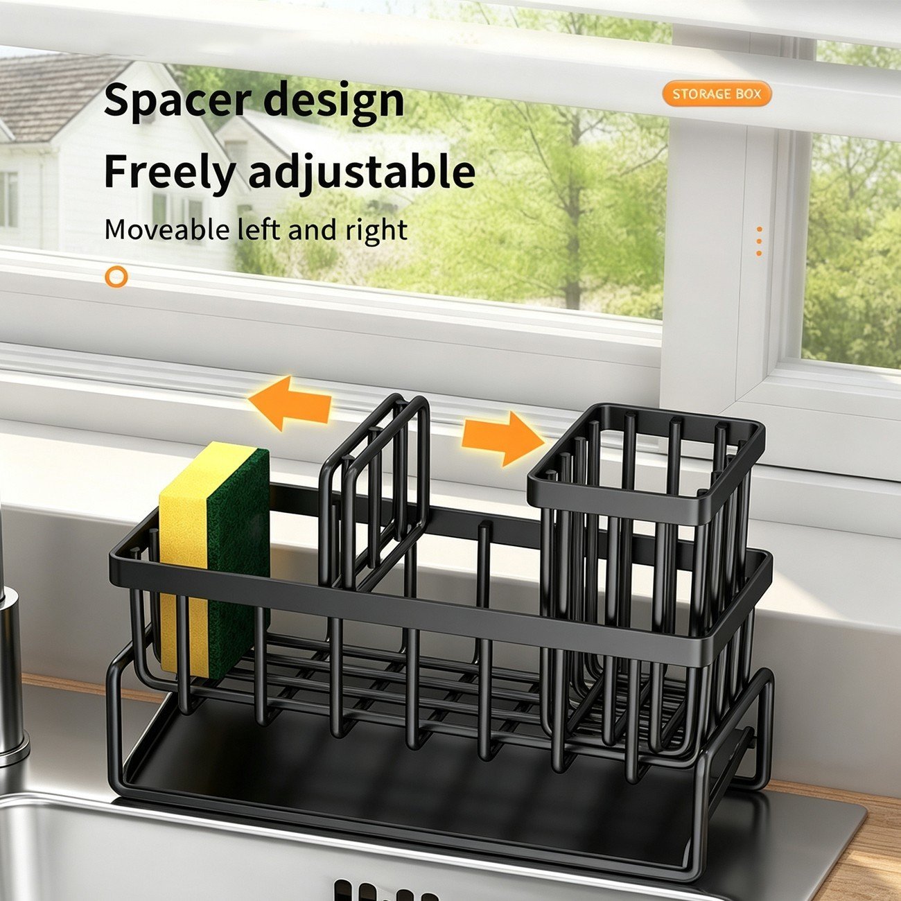 Black Metal Sink Caddy with Towel Bar - Image 4