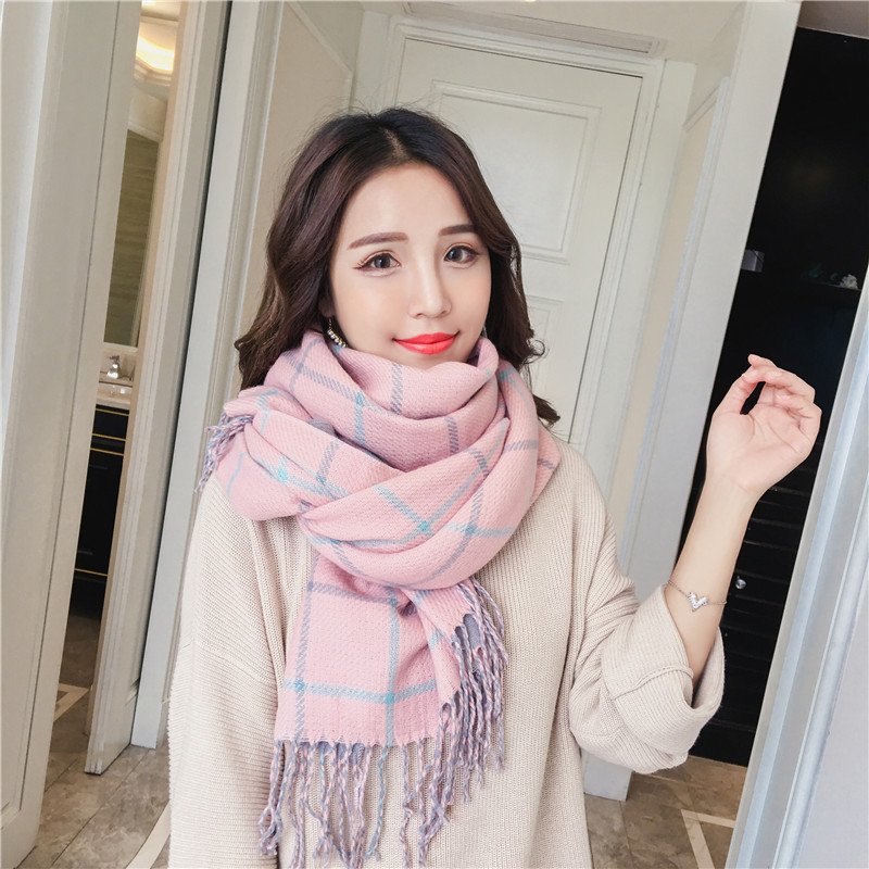 Plaid Fringe Scarf Wrap