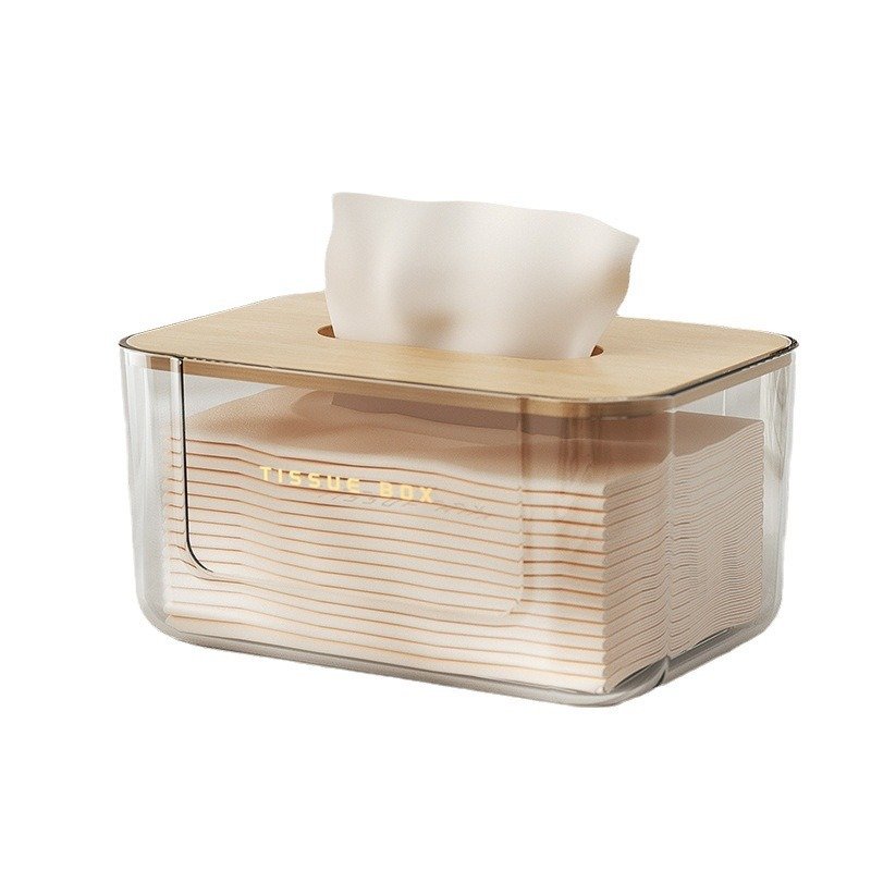 Rectangular Tissue Box with Bamboo-Style Lid - Image 5