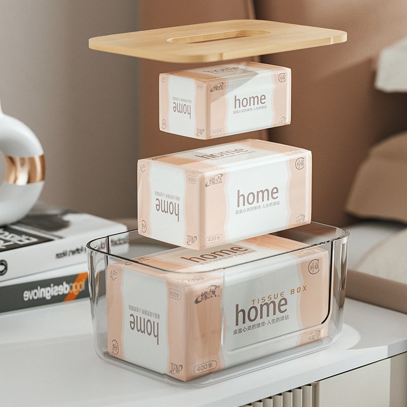 Rectangular Tissue Box with Bamboo-Style Lid - Image 7