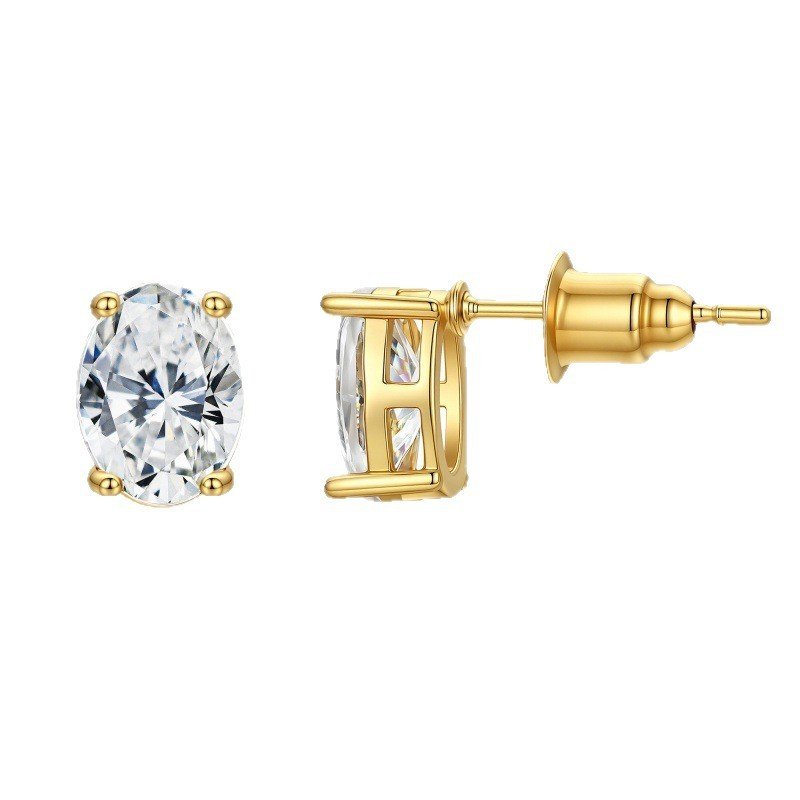 Oval Sparkle Stud Earrings - Image 6