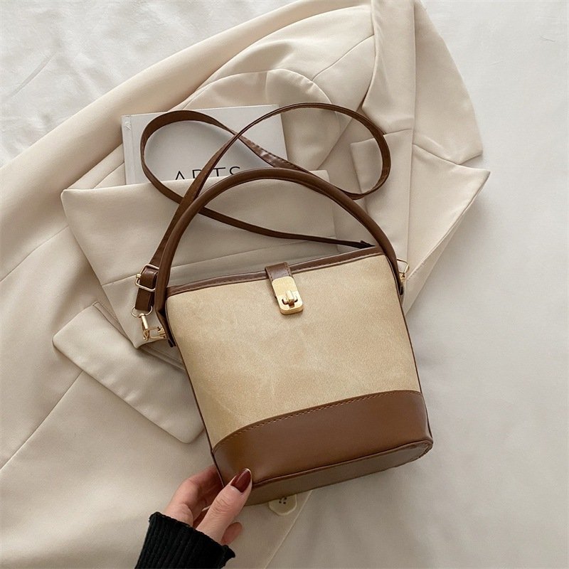 Contrast-Trim Mini Bucket Crossbody Bag - Image 8