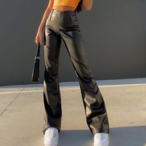 Women’s Black High-Waist Flared Trousers