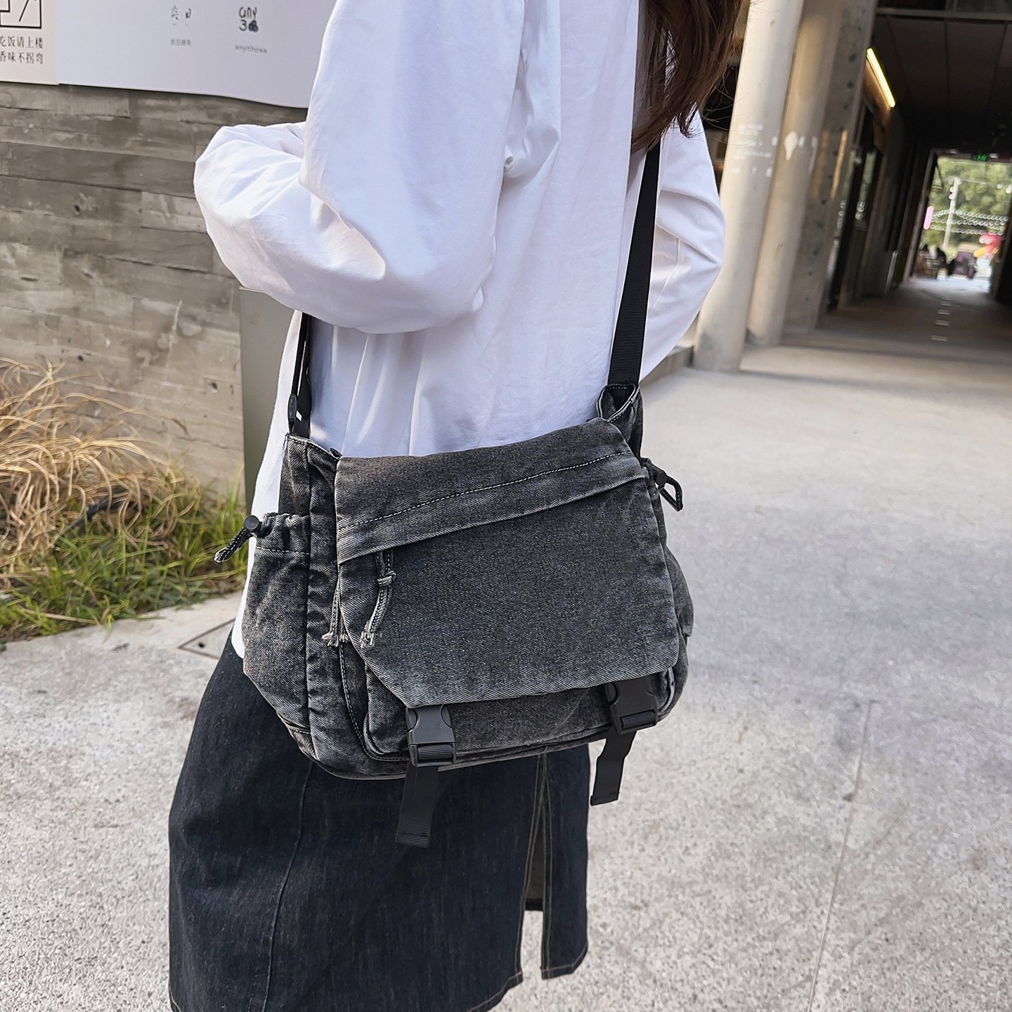 Denim Pocket Crossbody Bag - Image 3