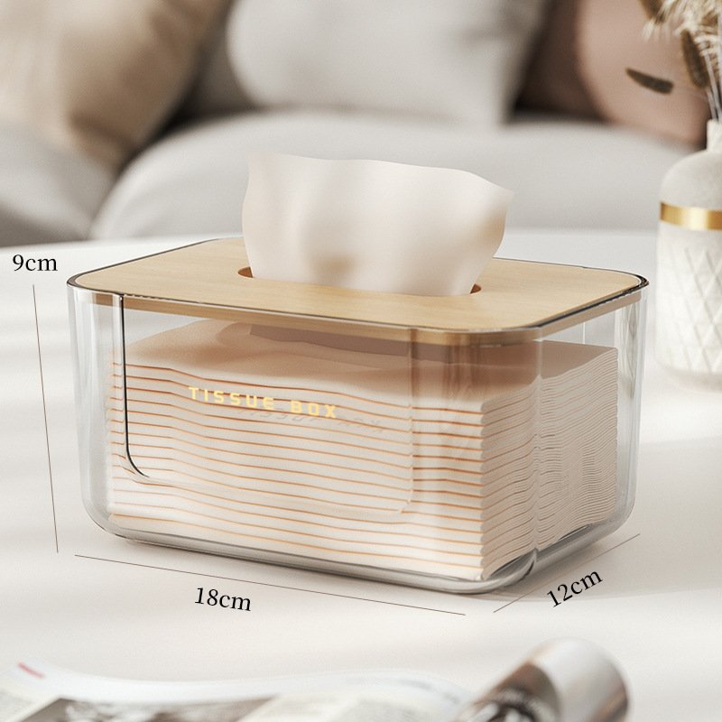 Rectangular Tissue Box with Bamboo-Style Lid - Image 2