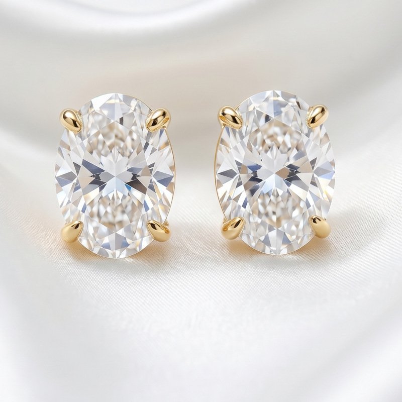 Oval Sparkle Stud Earrings - Image 3