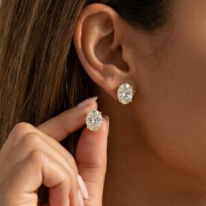 Oval Sparkle Stud Earrings