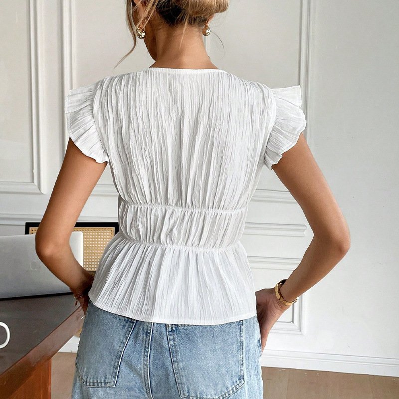 Women’s White Bow-Tie Ruffle Top - Image 5