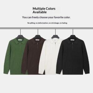 Men’s Quarter-Zip Knit Polo Sweater