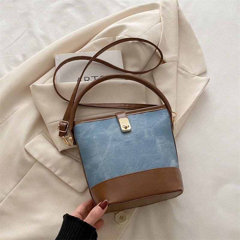 Contrast-Trim Mini Bucket Crossbody Bag - Image 7