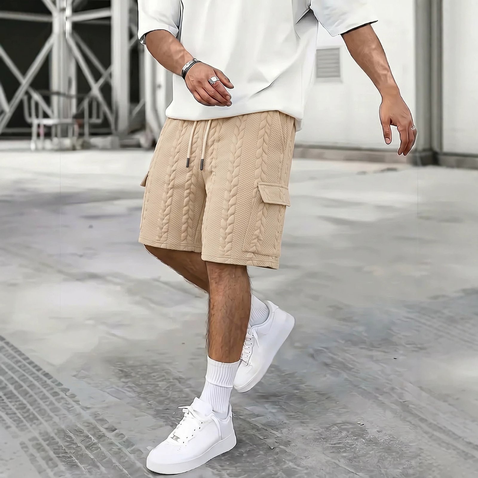 Men’s Textured Drawstring Shorts - Image 10