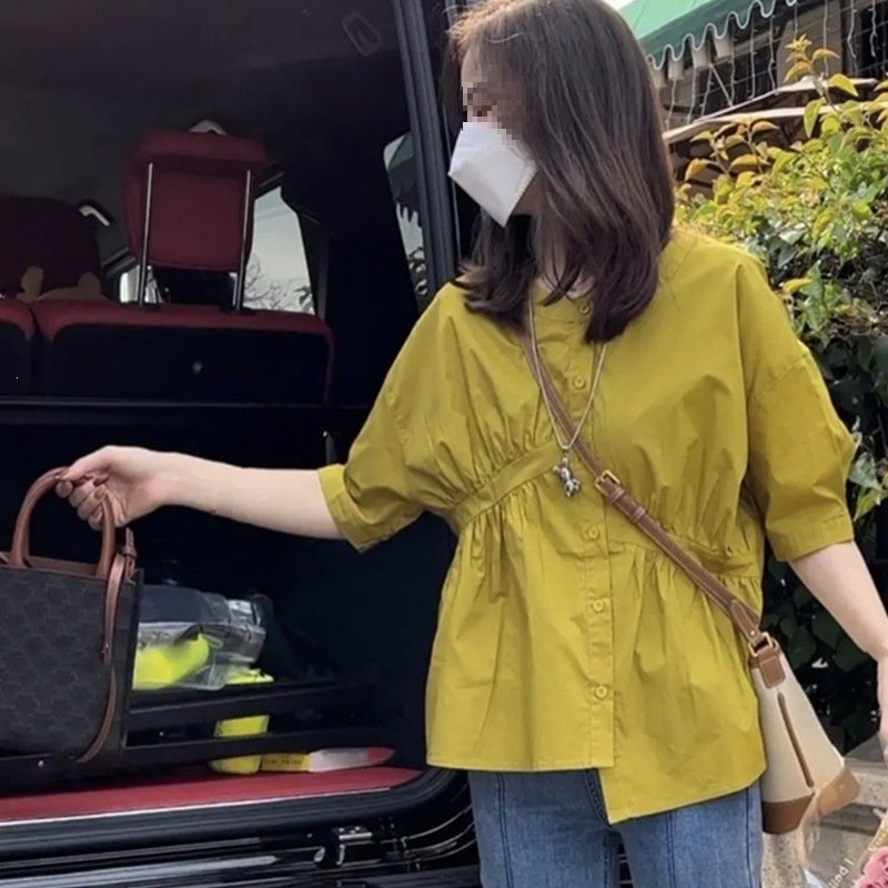 Women’s Asymmetric Gathered Blouse